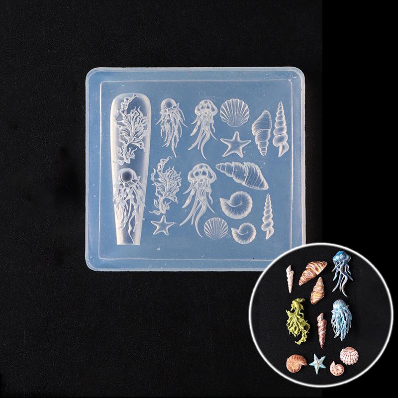 Shell Manicure Stamping Plate for Creative Nails 3D Mini Silicone Nail Art Mold Butterfly Flower Design DIY Decorations