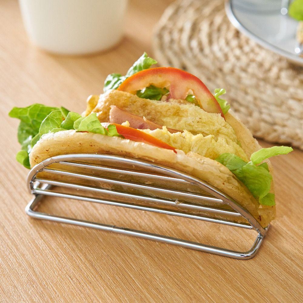 Handle Stainless Steel Wave Shaped Kitchen Tools Tray Plate Taco Holder Taco Shell Stand