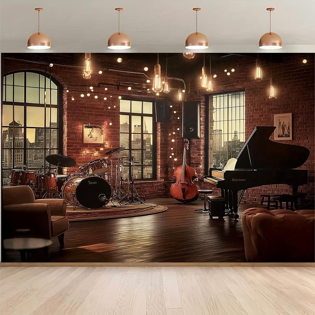 1 PC photography background banner nylon 2D flat surface indoor musical scene warm light theme background cloth