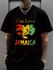 Ямайка One Love Футболка Мужская Белая С Коротким Рукавом С Графикой Свободный Крой Пляжный Топ