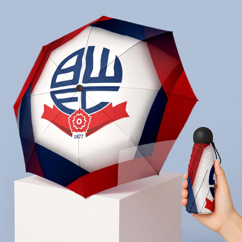 Мини 5-складной карманный зонт Bolton Wanderers FC Компактный легкий Защита от УФ-лучей дождя и солнца Портативный дорожный зонт