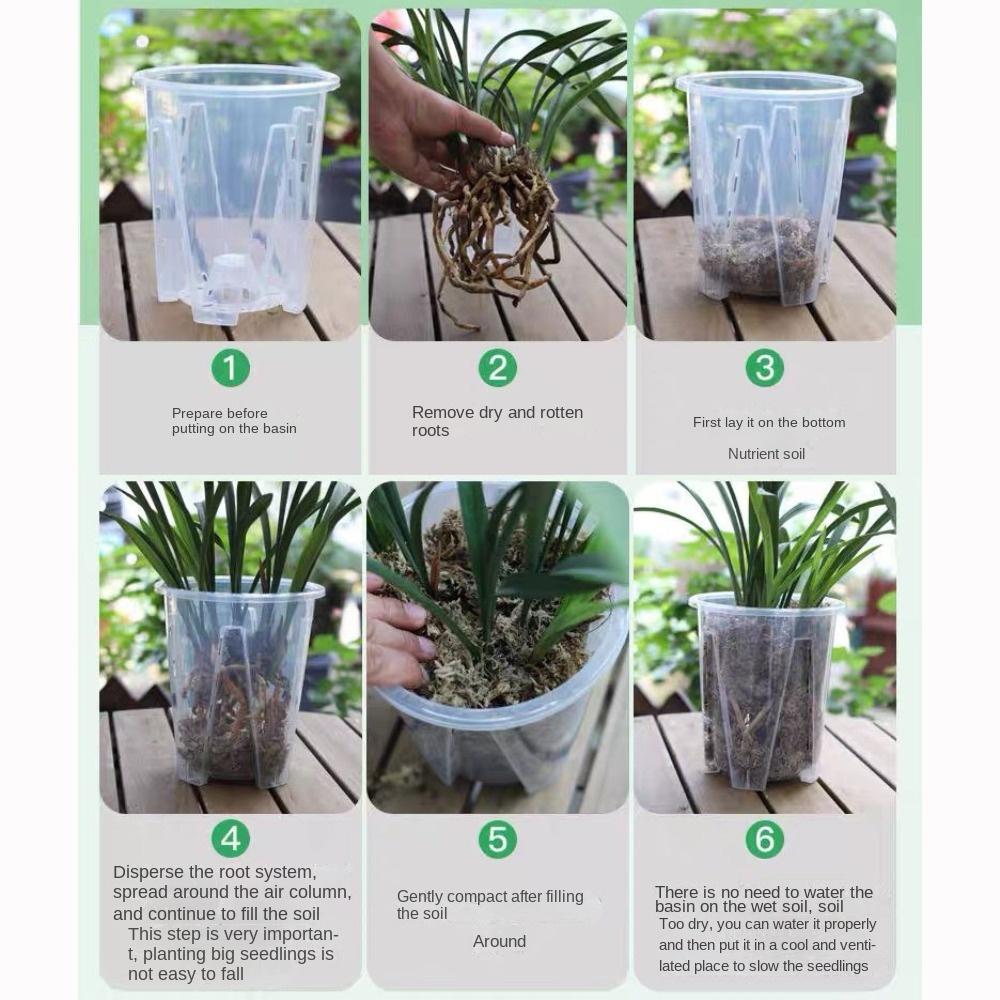 Прозрачный пластиковый горшок для орхидеи фаленопсис с отверстиями, прозрачный цветочный горшок, домашний декор