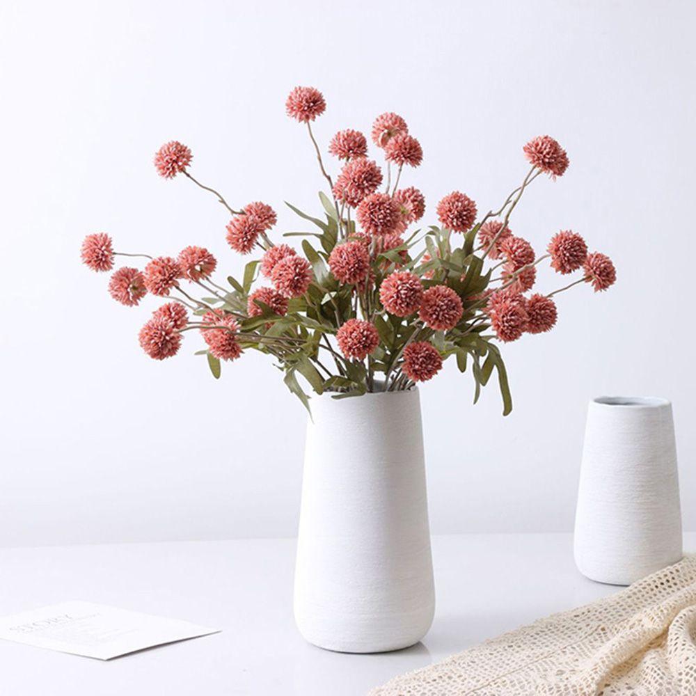 Home Decoration Faux Ball Chrysanthemum Floral Arrangement Artificial Flowers 5 Heads Dandelion