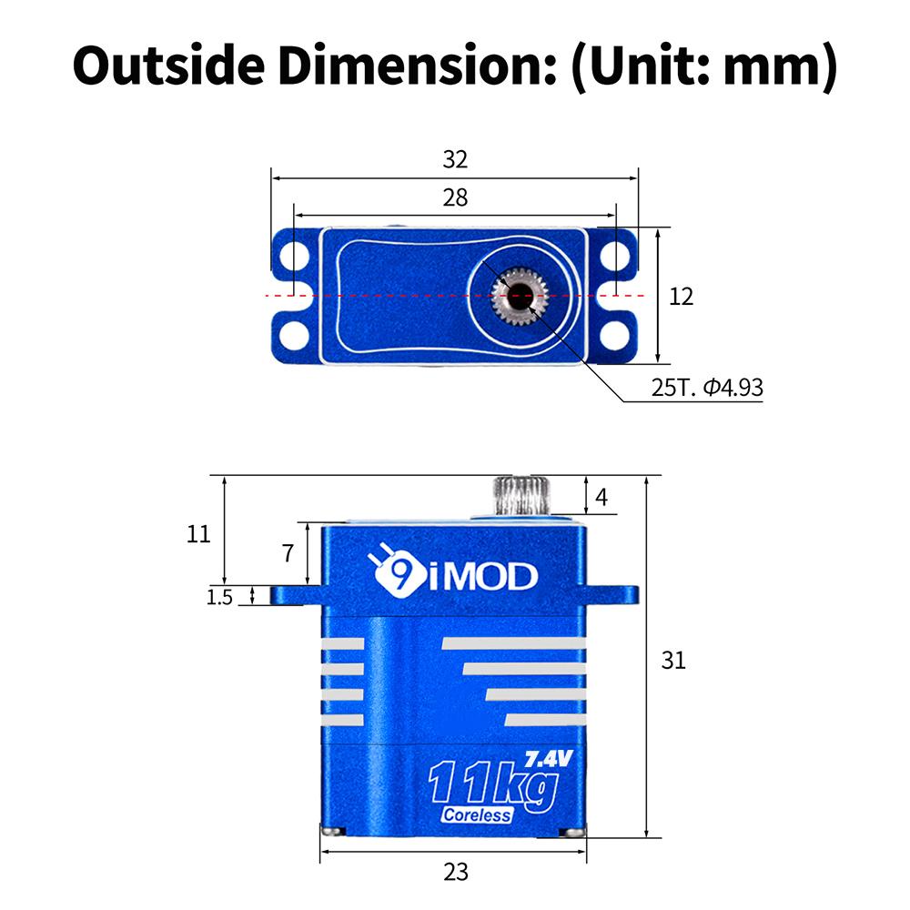 9IMOD RC Digatal Servo 11KG Coreless Metal Gear Servo 4.8-8.4V for RC Car RC Helicopter DIY Accessories