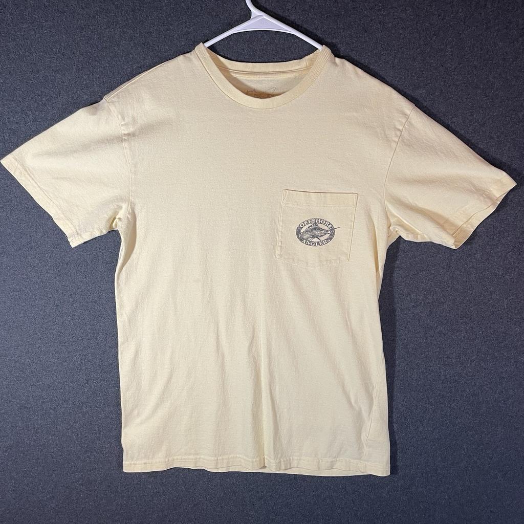 Offshore Angler Shirt Adult Size small yellow short Sleeve Fishing Tee Mens