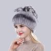 New Luxury Russia Winter Warm Real Fur Beanies Hat Women Real Natural Rex Rabbit Hat Good Elastic Knitted Rex Rabbit Fur Caps