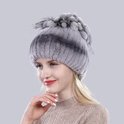 Новые роскошные русские зимние теплые шапки из натурального меха для женщин, шапка из натурального кролика Рекс, хорошие эластичные вязаные шапки из меха кролика Рекс