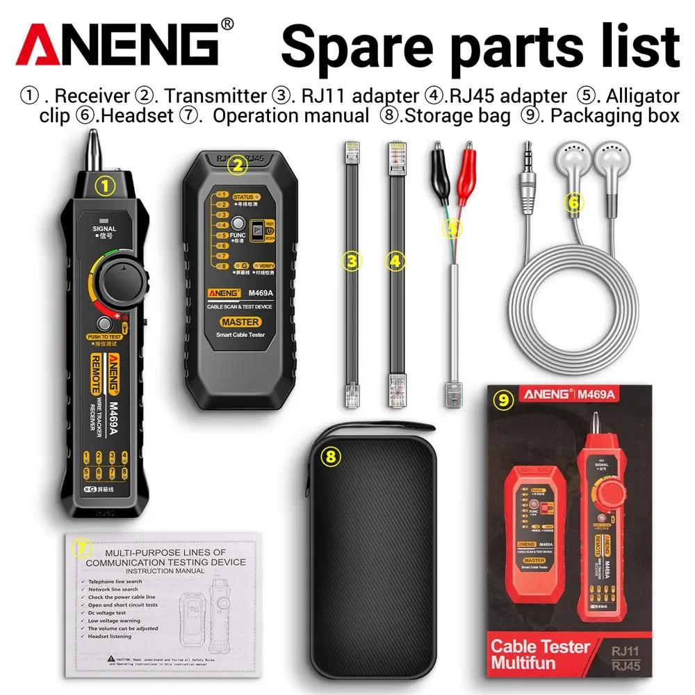 New Network Cable Tester ANENG Networking Analyzer M469A RJ45 RJ11 Telephone Line Network Wire Detector Tracker Measure Cables Tool Adjustable Volume