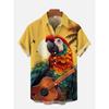 Eye-Catching Fire Electric Guitar Music Elements And Street Scenes3D Printing Short Sleeve Shirts For Men Fashion Hawaiian Shirt