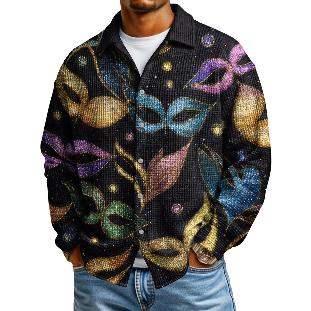 Мужская повседневная рубашка с длинным рукавом на пуговицах