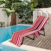 Beach Chair Cover Stripe Lounge with Pocket for Water Park Sunbathing Hotel Vacation