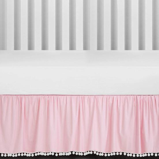 Плюшевая юбка для кроватки с рюшами и шариками, регулируемое эластичное постельное белье для малышей, юбка для кроватки с рюшами, покрывало на кровать для маленьких мальчиков и девочек