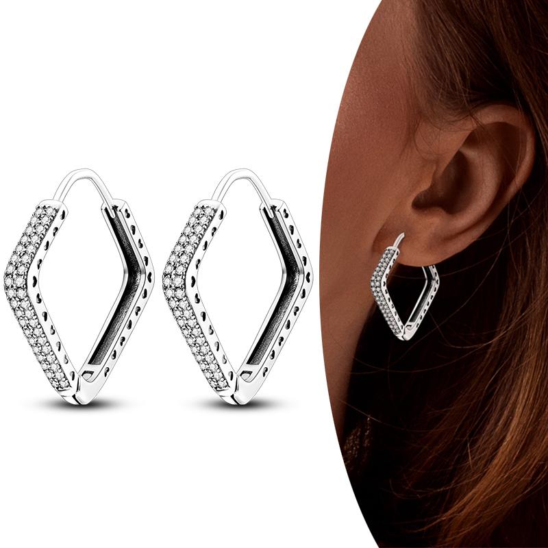 MULA Двойные серьги-кольца из стерлингового серебра 925 пробы с цирконием, цветком, звездой, U-образной формой, квадратным сердцем, паве, серьги-гвоздики в подарок для женщин, ювелирные изделия