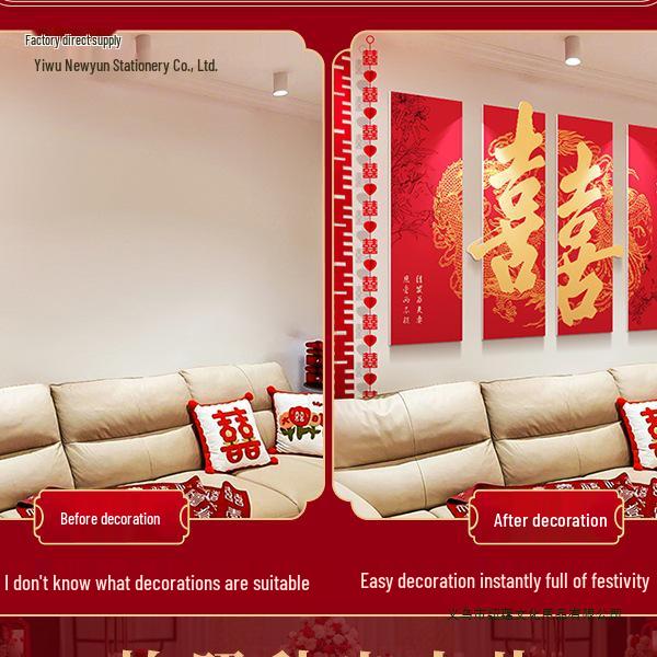 Свадебный Декор 'Двойное Счастье' для Стены за Диваном