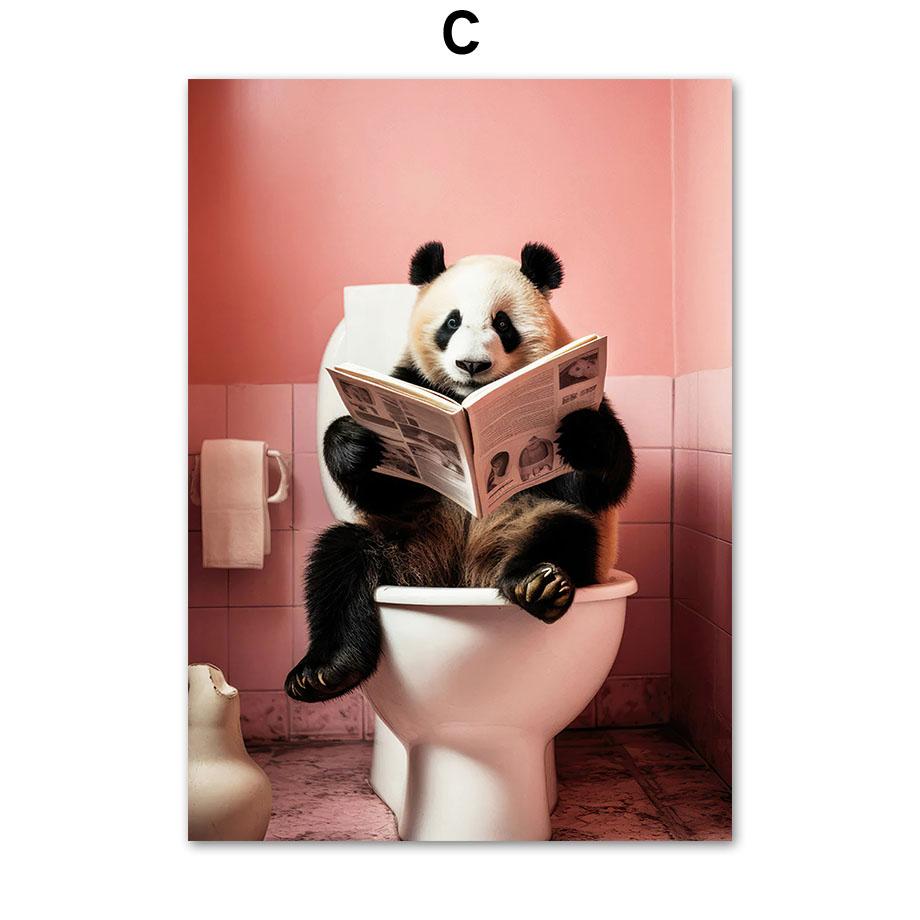 Забавный юмор для ванной комнаты, носорог, крокодил, леопард, сова, кенгуру, слон, собака, настенный домашний декор, туалетный плакат, художественный принт, холст, живопись