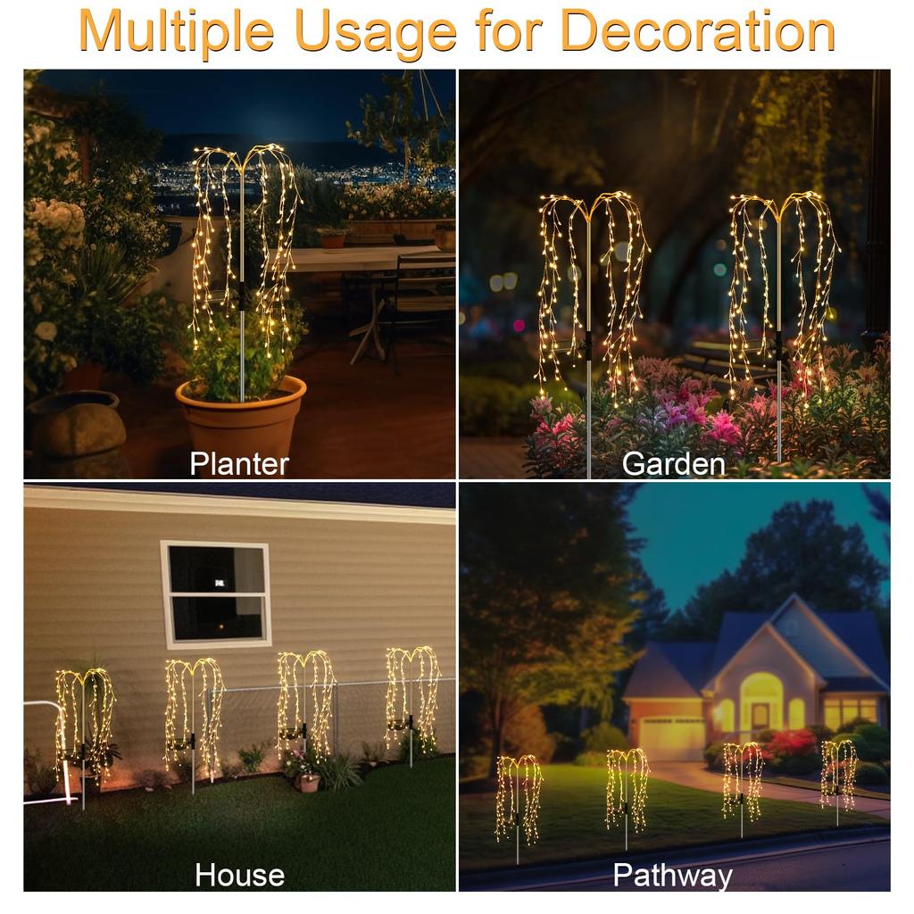 1 шт. Солнечные садовые фонари, уличный декор, искусственные 120 светодиодных фонарей для дерева, для двора, кашпо, патио, лужайки, цветника, дорожки, декоративные для улицы
