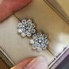 Silver Color Flower Stud Earrings for Women Luxury Inlay Dazzling CZ Stone Fashion Versatile Female Jewelry Drop Shipping