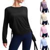 Женский свободный, облегающий, дышащий топ для йоги с длинными рукавами и боковой кулиской