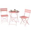 Garden Bistro Set 3 Pieces Table and 2 Folding Slatted Chairs Double Rust Protection Pink