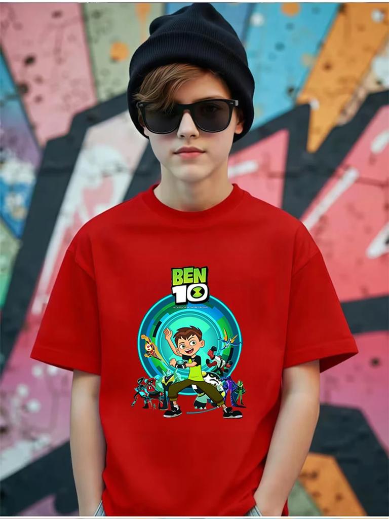 Grey Matter Ben 10 Short Sleeve Kids T Shirt Summer Cute Cartoon Crewneck Boys Girls 3-14