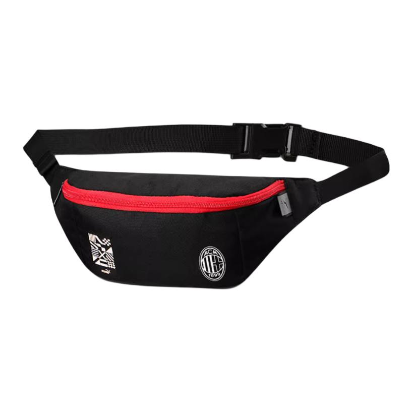 Puma X AC Milan Совместная работа Портативная легкая тканевая поясная сумка Унисекс Поясная сумка Черная 079280-01