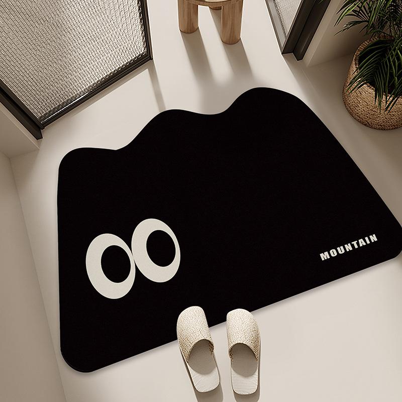 Diatom Mud Floor Mat Bathroom Water Absorption Quick-drying Foot Pad Cartoon Black Cat Dirty-resistant Anti-slip Pad Household Bathroom Entrance Mat