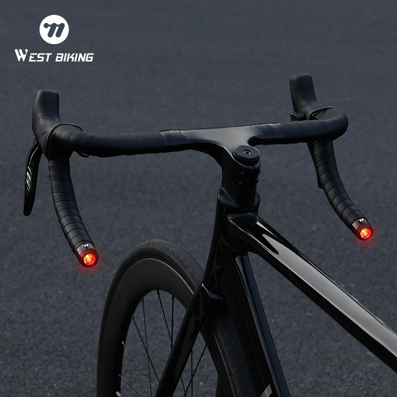 WEST BIKING Bicycle Bar End Light Rear Light Mini Bike Plugs Warning Light 3 Modes Bike Light For Night Riding Bike Accessories