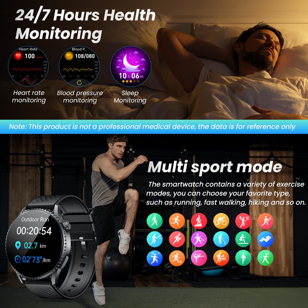 SACOSDING 2025 ECG Smart Watch Men 1.56” AMOLED Screen Heart Rate Blood Pressure Monitoring Watches NFC Access Control Smartwatch