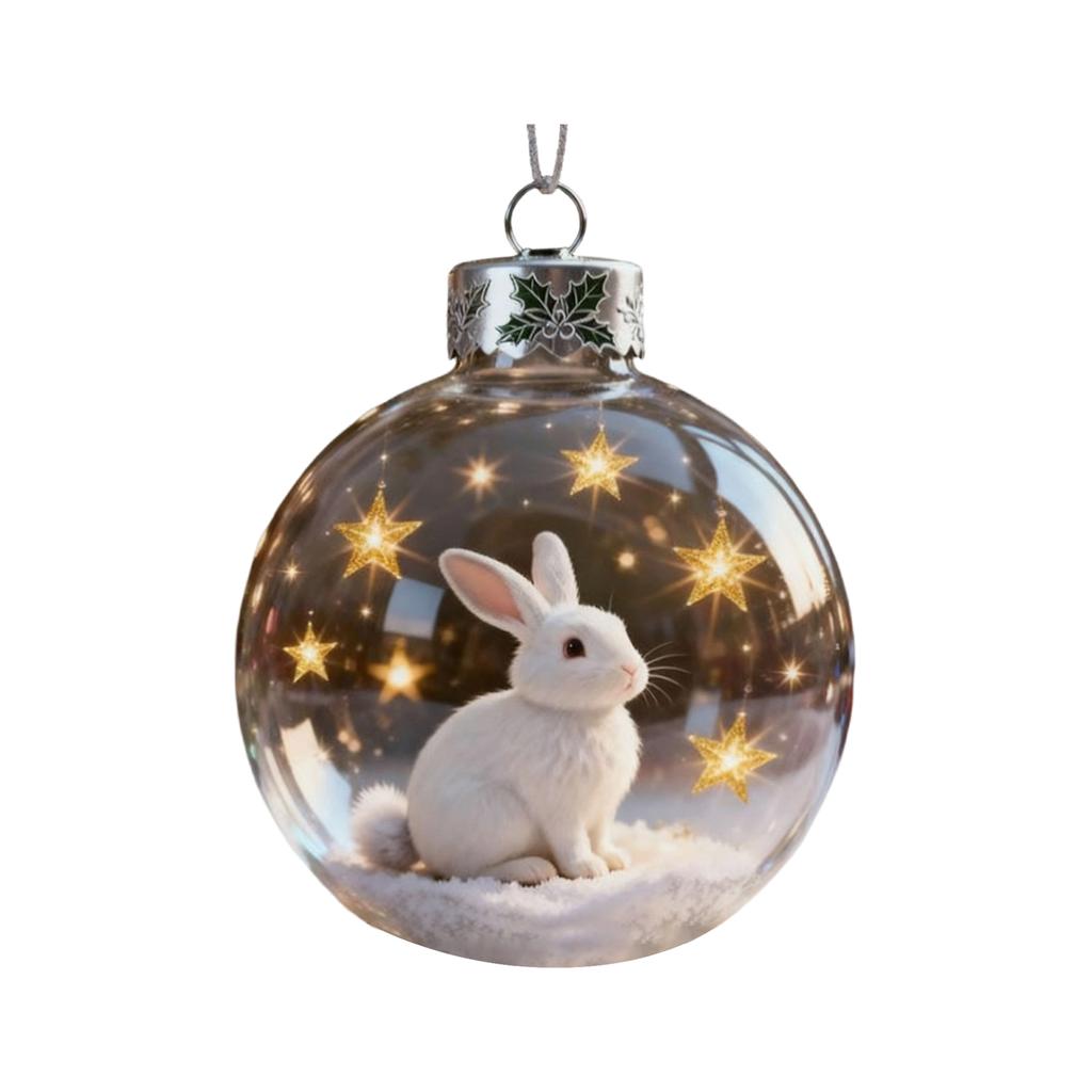 Christmas Decoration Small Model Playful Animal Decoration Ball Transparent Hanging Christmas Ball Xmas Tree Pendant