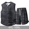 Большие размеры 4XL-10XL Модный летний комплект из 2 предметов для мужчин, без рукавов, футболки, повседневный оверсайз жилет, летние шорты, комплекты