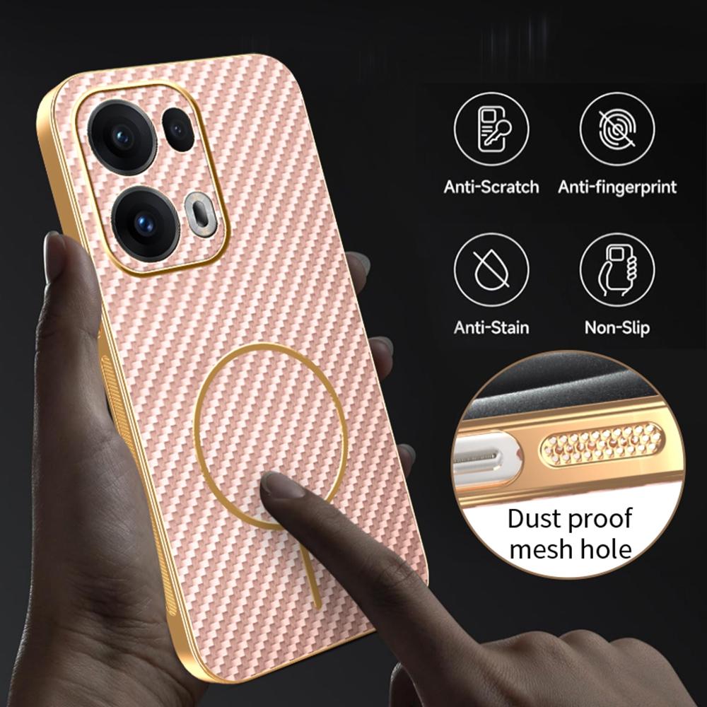 For Oppo Reno13 Pro 5G Phone Case Carbon Fiber Textured Electroplated TPU Back Cover