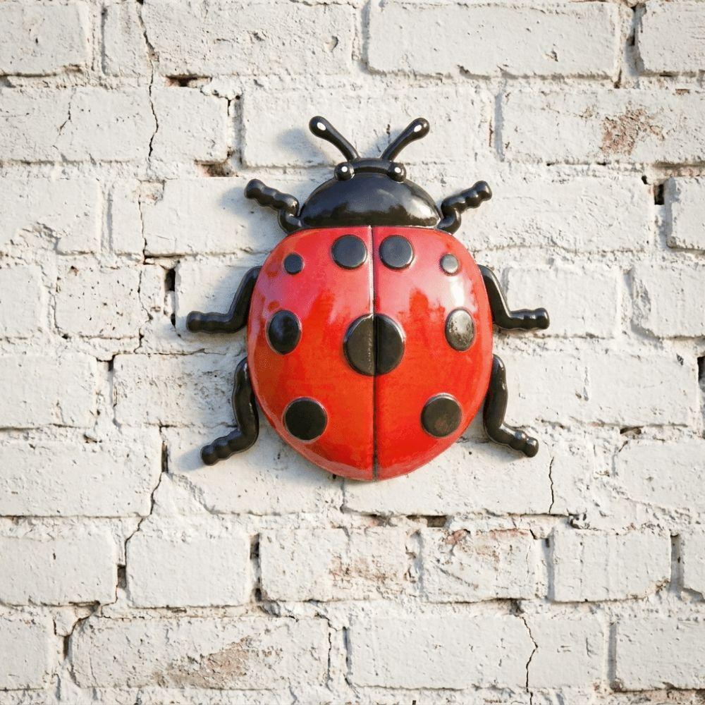 Iron Ladybug Wall Art Waterproof Insect Wall Decor for Garden Fence Patio Home Nursery Wall Decor