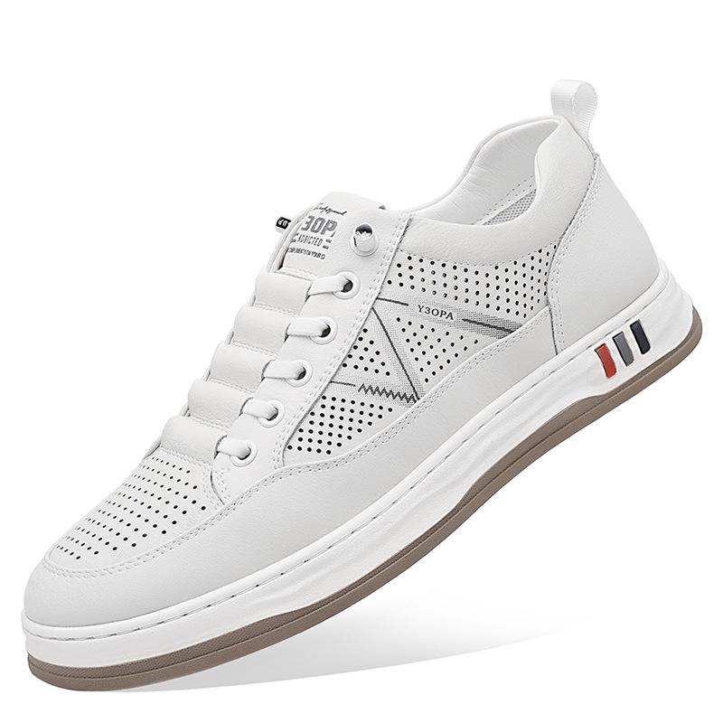 Summer New Men's Sandals Hollow Breathable Leather Hole Shoes White Shoes Casual Men's Single Shoes