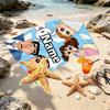 Custom Name Personalized Crayon Shin Print Beach Towel, for Trip Camping Beach Party Home Decor, Birthday Gift for Family & Friends