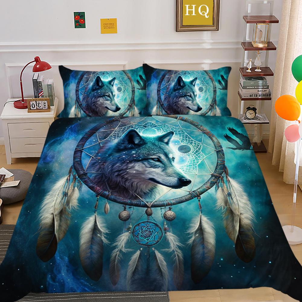 Одеяло с принтом волка, комплект постельного белья из микрофибры королевского размера, чехол для мальчиков-подростков, высококачественный домашний текстиль