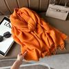 Scarf Women'S Winter Maillard Premium Korean Crumpled Solid Color Cashmere Casual Shawl Dual Use
