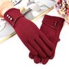 Simple Velvet Gloves Five Finger Cycling Driving Gloves Full Finger Mittens  Girls