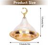 Metal Ramadan Tray with Clear Dome Lid Mini Cake Candy Tray Reusable Dessert Tray Round Food Storage Organizer for Nuts, Candies