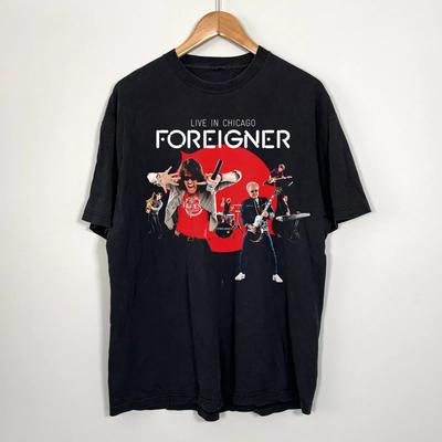 НОВЫЙ Футболка унисекс с принтом группы Foreigner Live In Chicago Черный Все размеры S 5XL OM1802