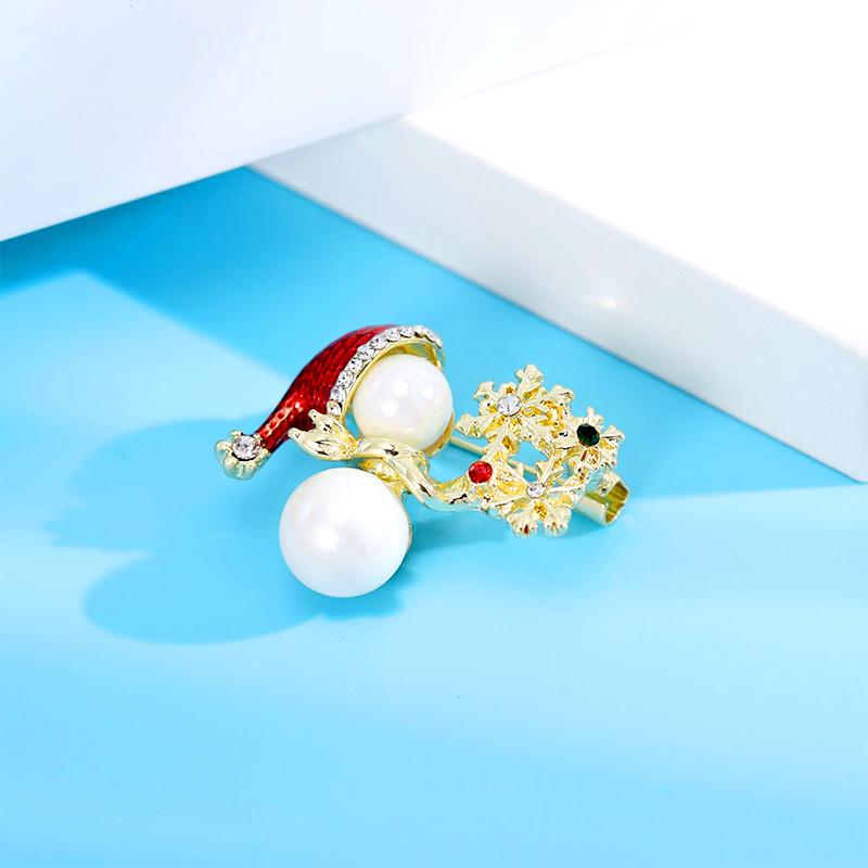 1PC Fashion Snowman Snowflake Brooch Christmas Rhinestone Alloy Creative Shining Cute Charming