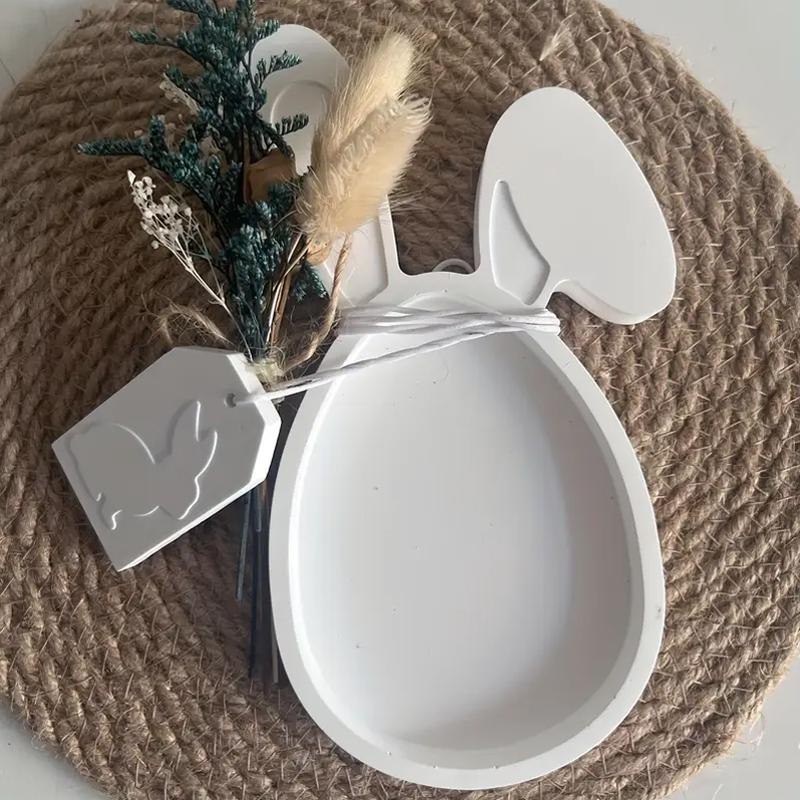 1PC Keychain Earrings Gypsum Mold Rabbit Series Rabbit Tag Mould Handmade Egg Bunny Hanging Tags DIY 19x18cm