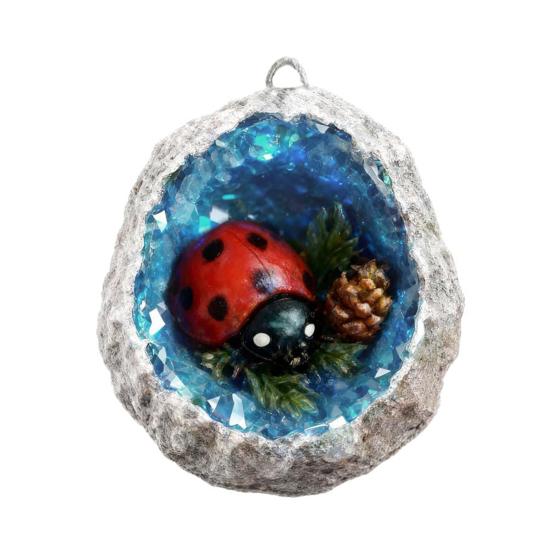 Акриловое подвесное украшение в виде животного, синий искусственный кристалл, отверстие, белка, божья коровка, птица, коала, опоссум, паук, подвеска на рождественскую елку, 2D плоское украшение