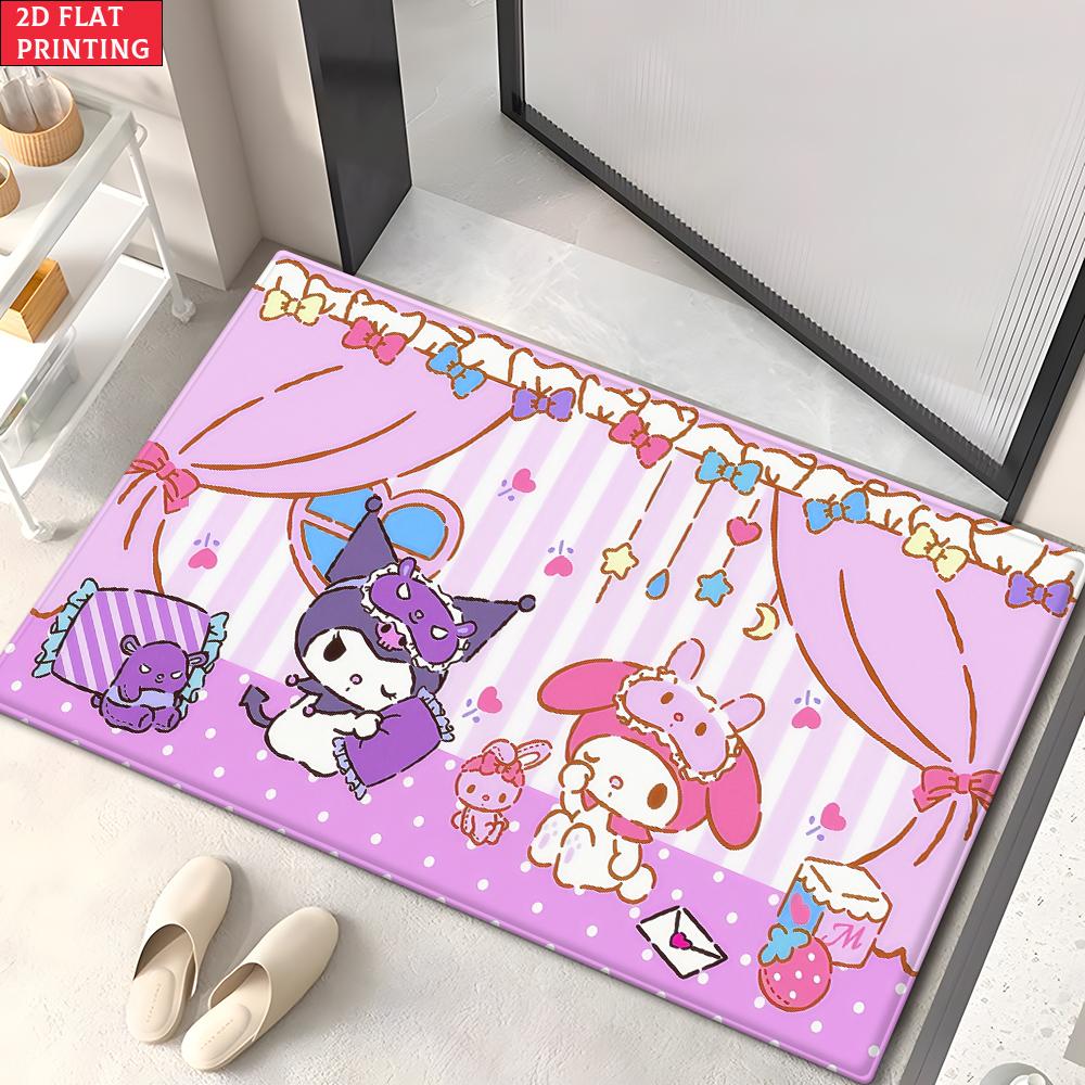 Kawaii Cute Cartoon Characters Doormat,2DPrint Non-slip Floor Mat, Entrance Rug for Bathroom Living Room Kitchen Home Decor Gift