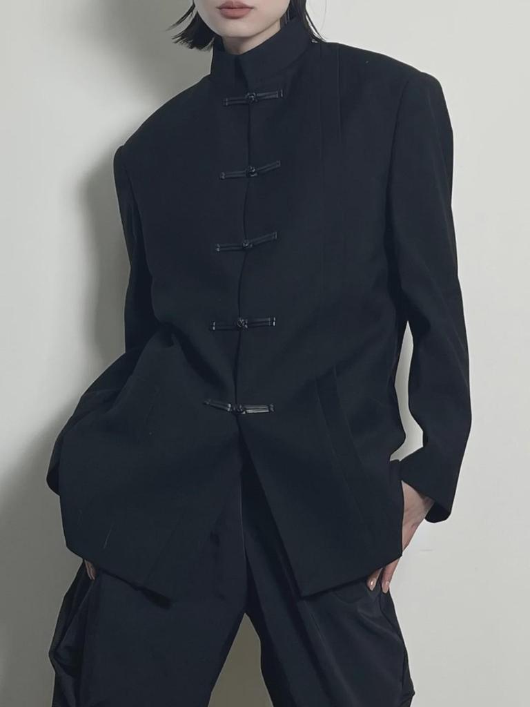 Мужской современный китайский костюм Чжуншань: Высококачественный воротник-стойка, повседневный свободный крой.