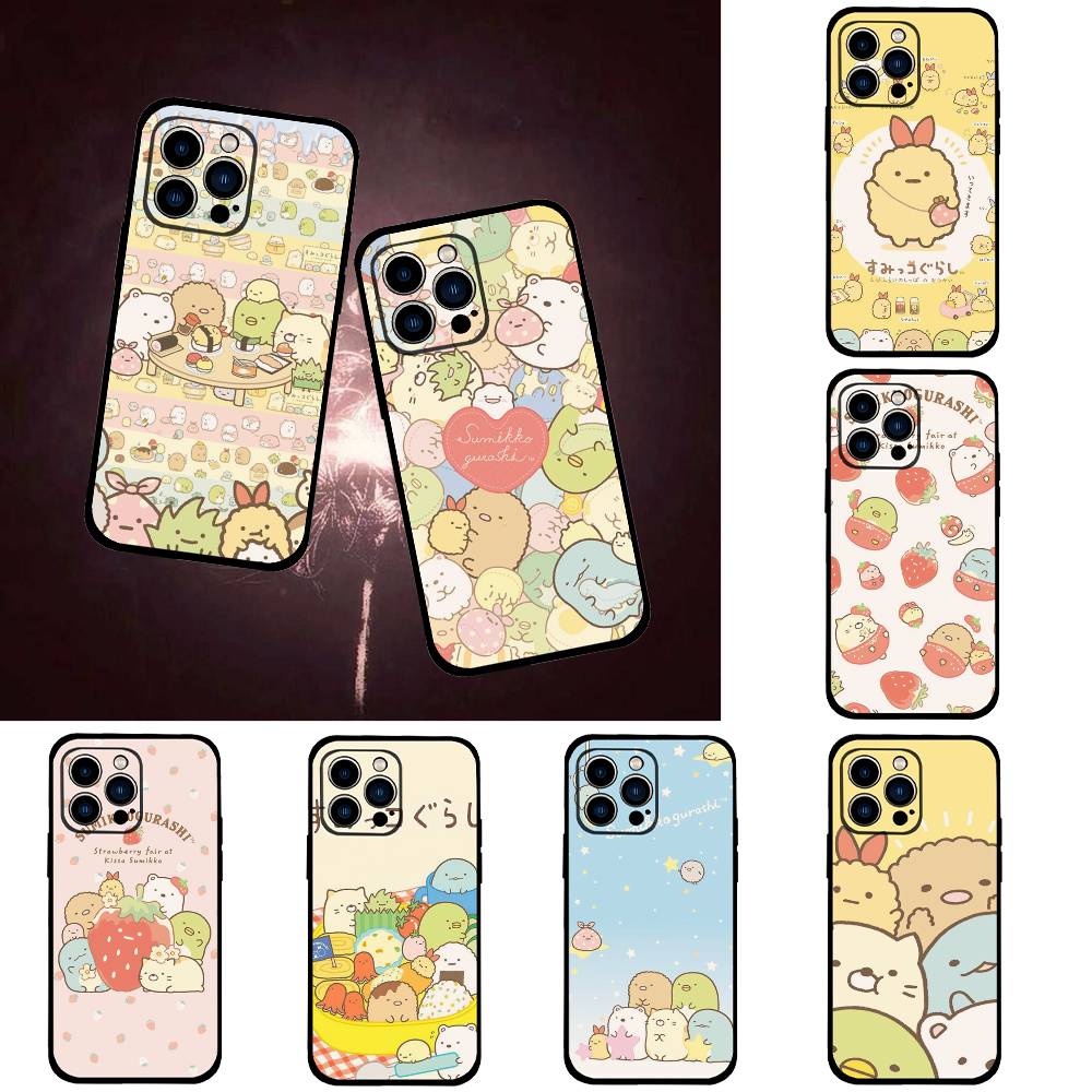 Милый чехол для телефона S-sumikko Gurashi для IPhone 17 16 15 14 13 12 11 PRO MAX PLUS Mini из мягкого ТПУ, приятный для кожи