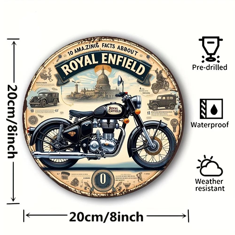 Винтажная металлическая табличка Royal Enfield Ретро Круглая Мотоцикл Биг-Бен Настенное искусство Декор для Гаража Кафе Бара Сада Подарок