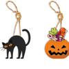 8Pcs Halloween Ornaments Gnome Pumpkin Ghost Black Cat Haunted House Halloween Hanging Pendant Holiday Party Decor