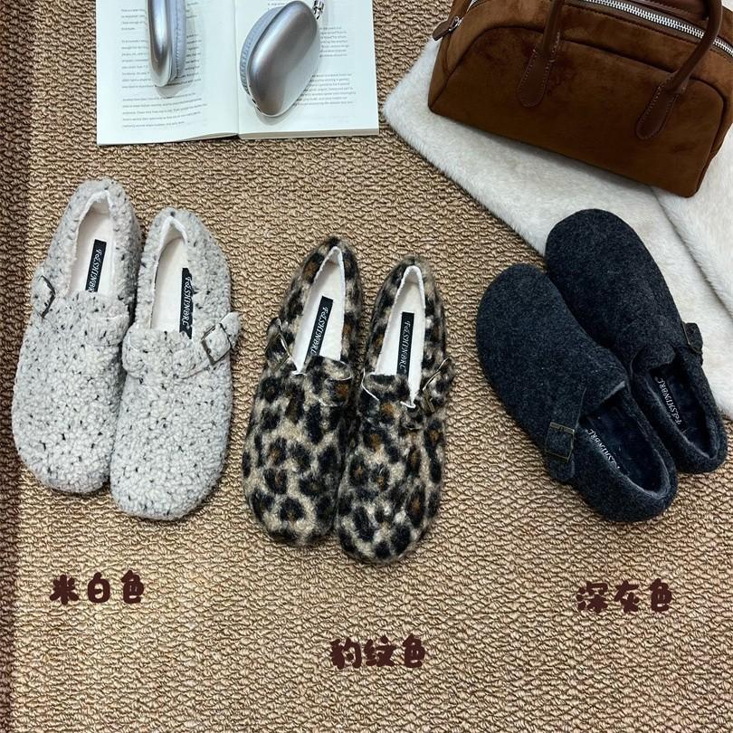 Internet Celebrity Fairy Wind Lamb Wool White Wool Shoes Female Outer Wear Lazy One Pedal Warm Velvet Bag Head Shoes