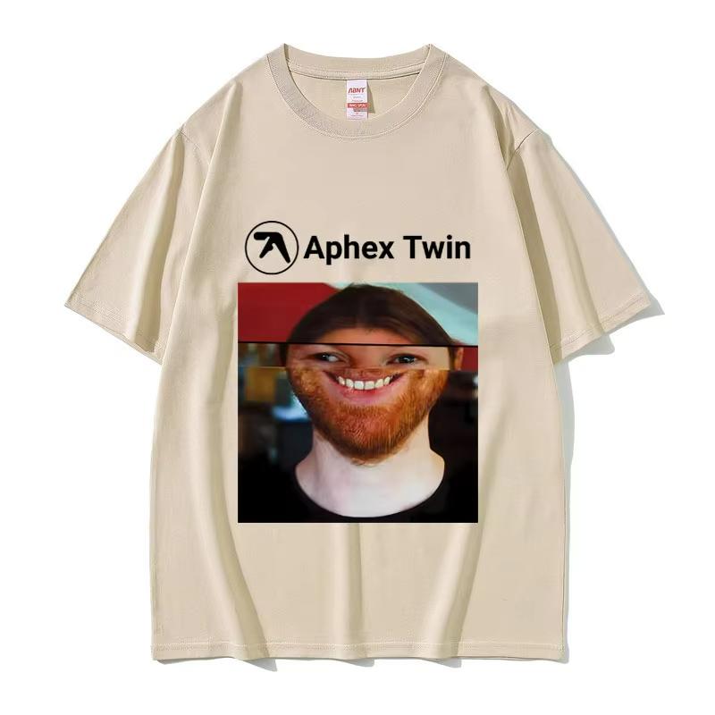 Певец Aphex Twin Лицо Смешной Мем Футболка Мужская Женская Мода Винтажная Оверсайз Уличная Одежда Унисекс Повседневная Мягкие Хлопковые Футболки Топы