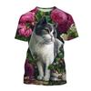 Cute Cat 3D Printed T Shirt For Men Classic Animal Art Painting Short-sleeved Tees Round Neck T-shirt Casual Tops Summer Clothes
